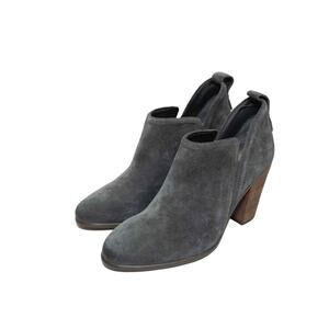 New Vince Camuto Francia Granit Grey Suede Heeled Ankle Boots Size 9.5